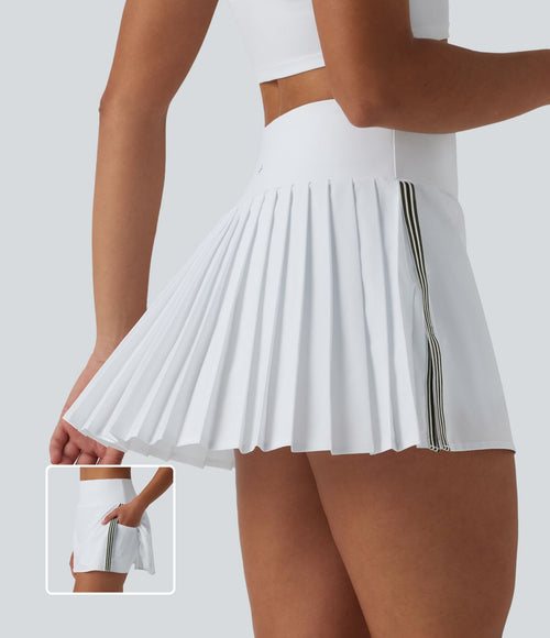 Breezeful™ Jupe-short pickleball mini 2-en-1 plissée séchage rapide taille haute à bandes latérales avec poches