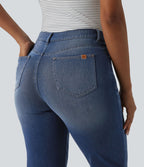 Jean 7/8 Halara Flex™ asymétrique casual taille haute avec poches