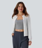 Cardigan de travail laine col rond manches longues
