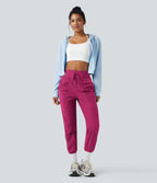 Jogging de danse fuselé froncé séchage rapide effet frais InstantCool taille haute avec cordon de serrage et poches, protection solaire UPF40+