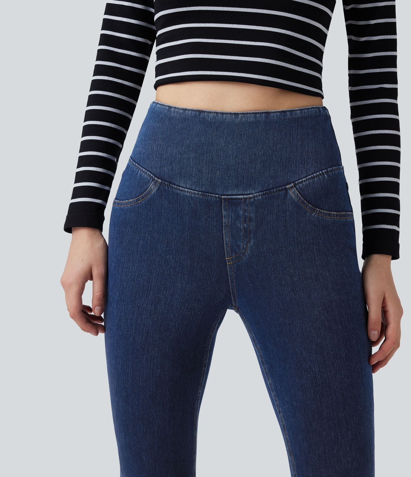 Legging décontracté gainant taille haute effet denim avec poches Halara Flex™