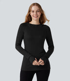 Haut de sport yoga chauffant à capuche à manches longues avec passants pouces Halara HeatCore