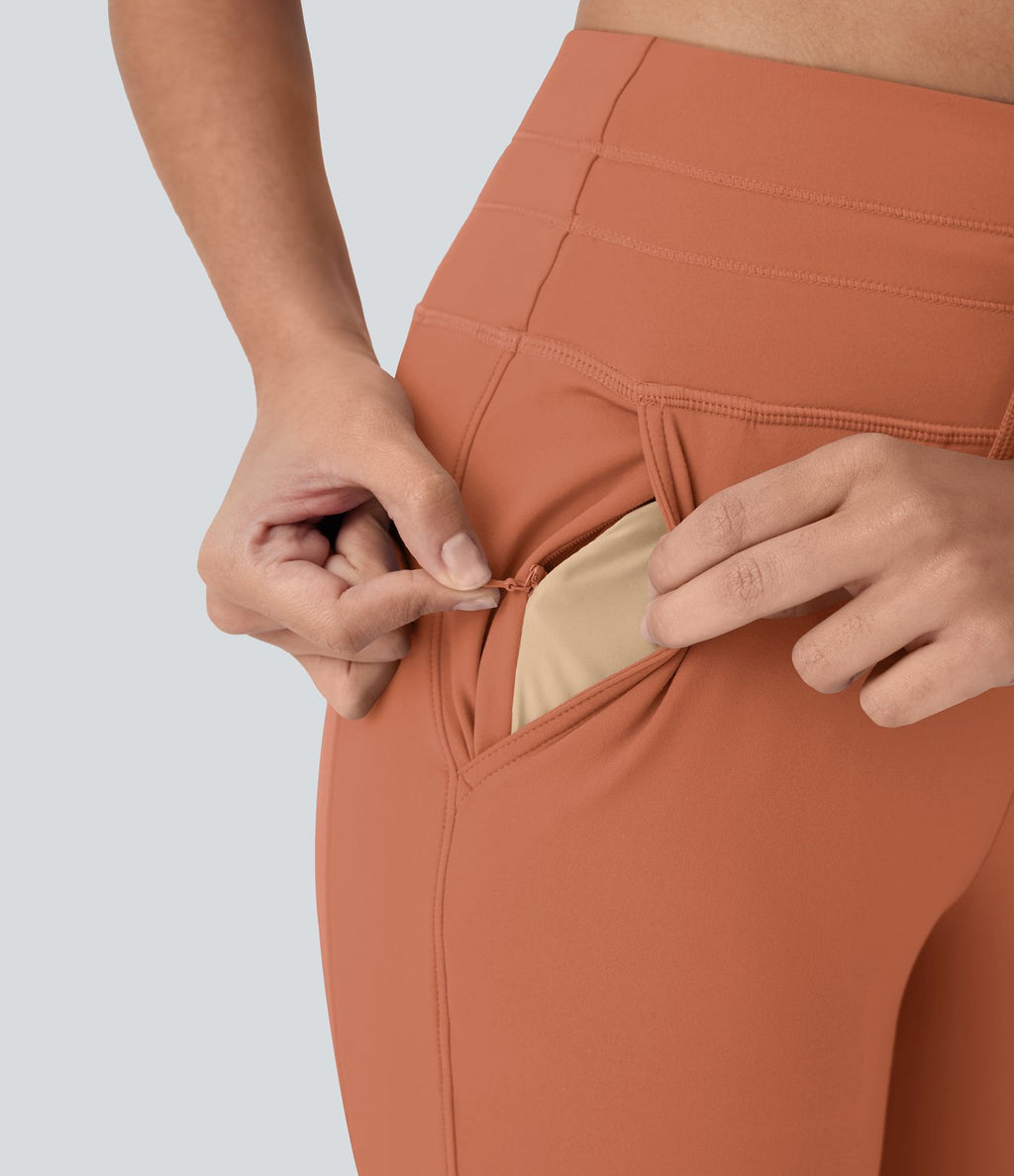 Pantalon corsaire jogging de yoga Softlyzero™ moelleux, taille haute à cordon avec poches latérales