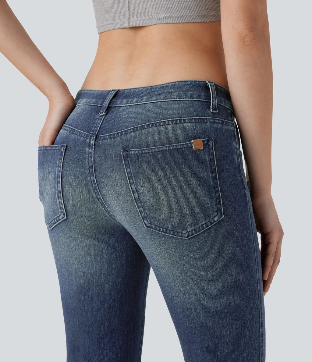 Jean bootcut délavé taille basse Halara Flex™ à poches multiples
