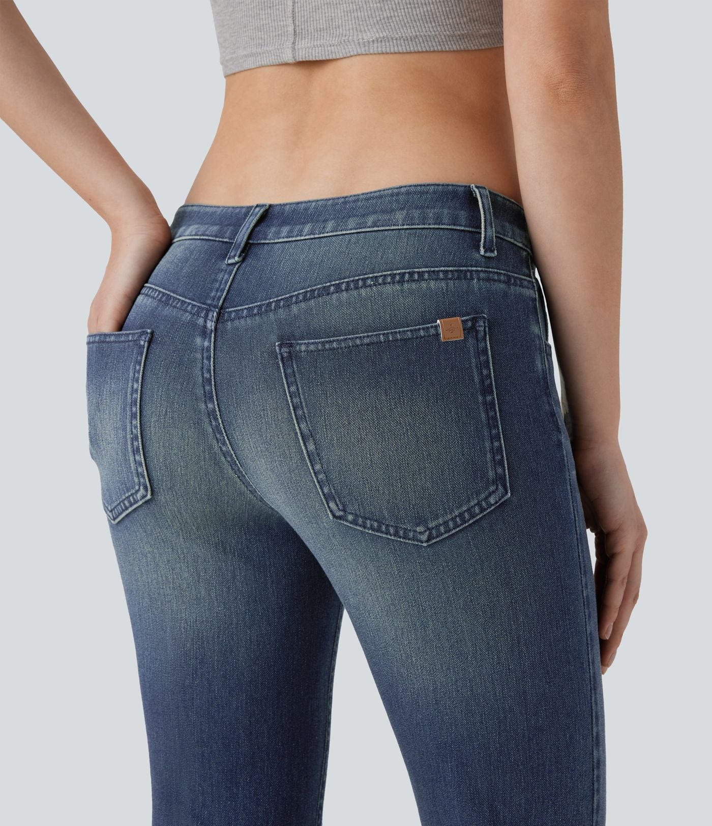 Jean bootcut délavé taille basse Halara Flex™ à poches multiples