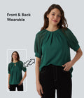 Blouse décontractée col rond manches courtes - réversible