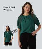 Blouse décontractée col rond manches courtes - réversible