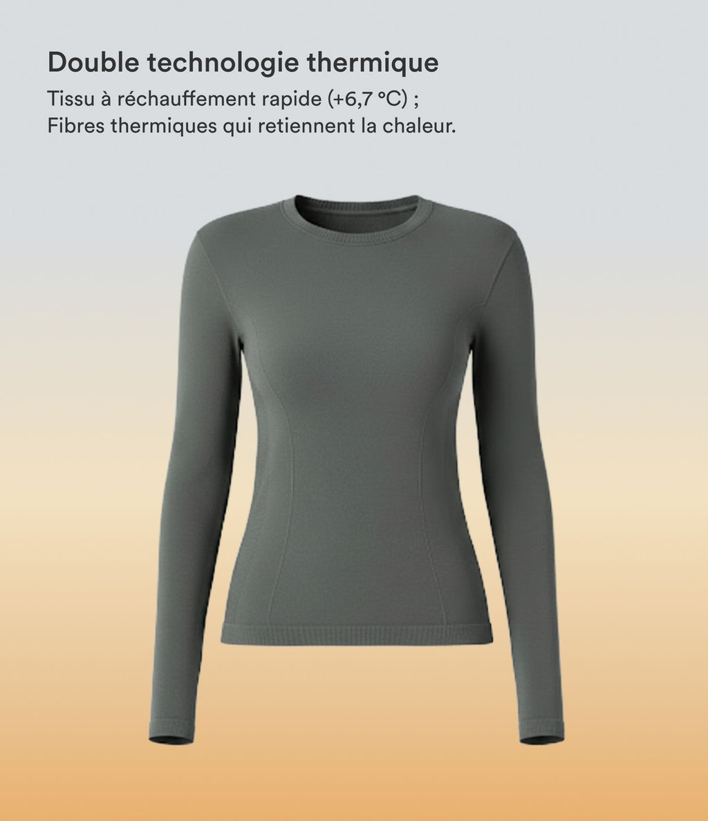 Haut thermique col rond à manches longues sans couture HeatCore OneForm Seamless Flow