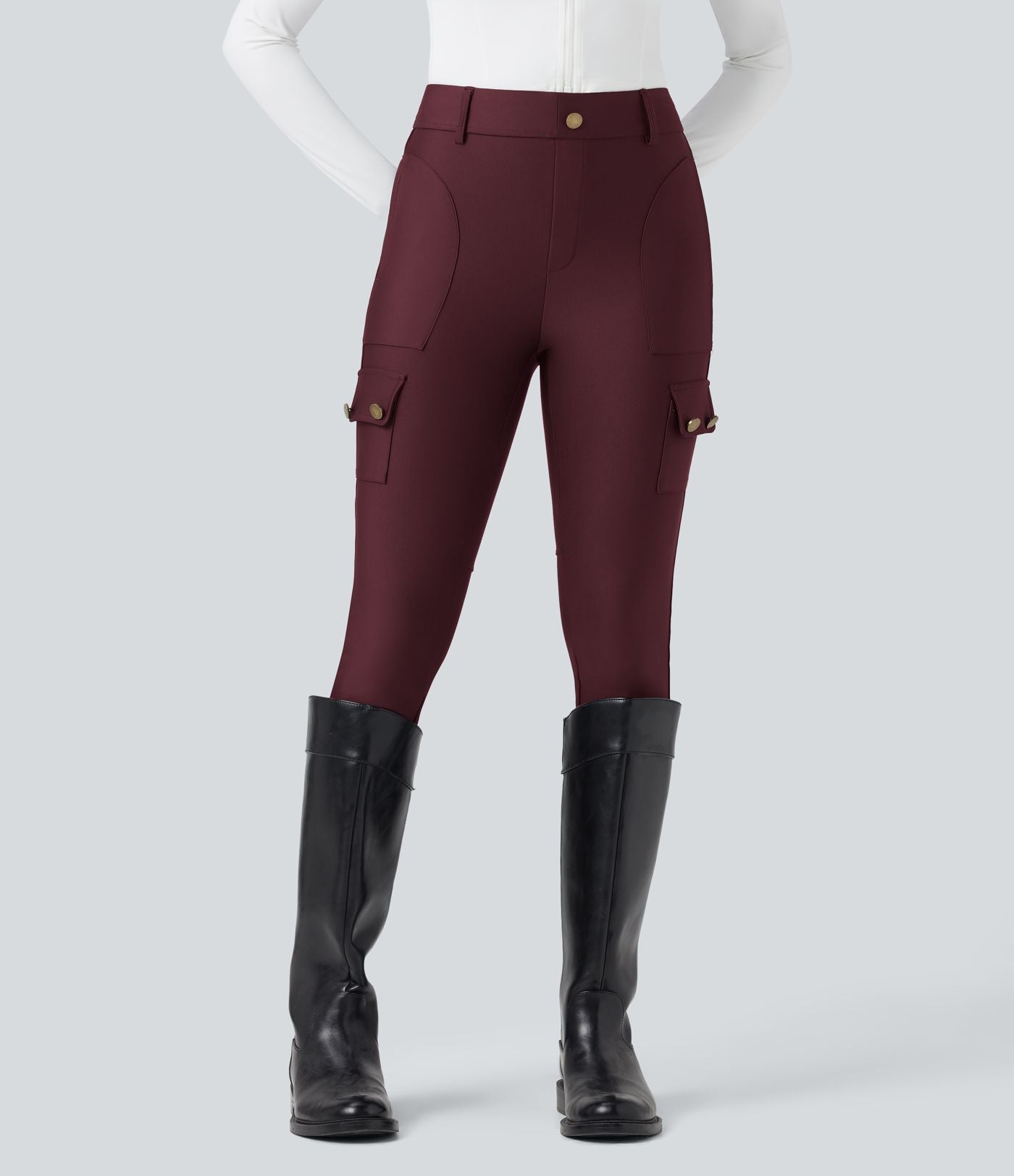 Legging 7/8 brillant taille haute avec poches