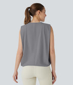 Débardeur de yoga col rond froncé, tissu rafraîchissant - Protection UPF50+