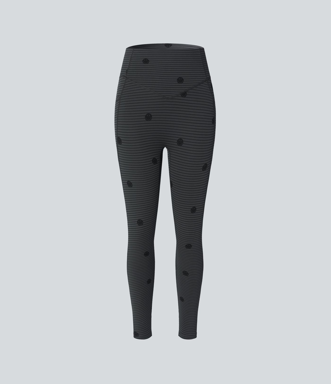 Legging de training Halara X Smiley® Halara UltraSculpt™ imprimé rayures taille haute push-up froncé ventre plat avec poches