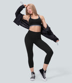 Legging capri yoga taille haute froncé effet push-up sans couture OneForm Seamless Flow