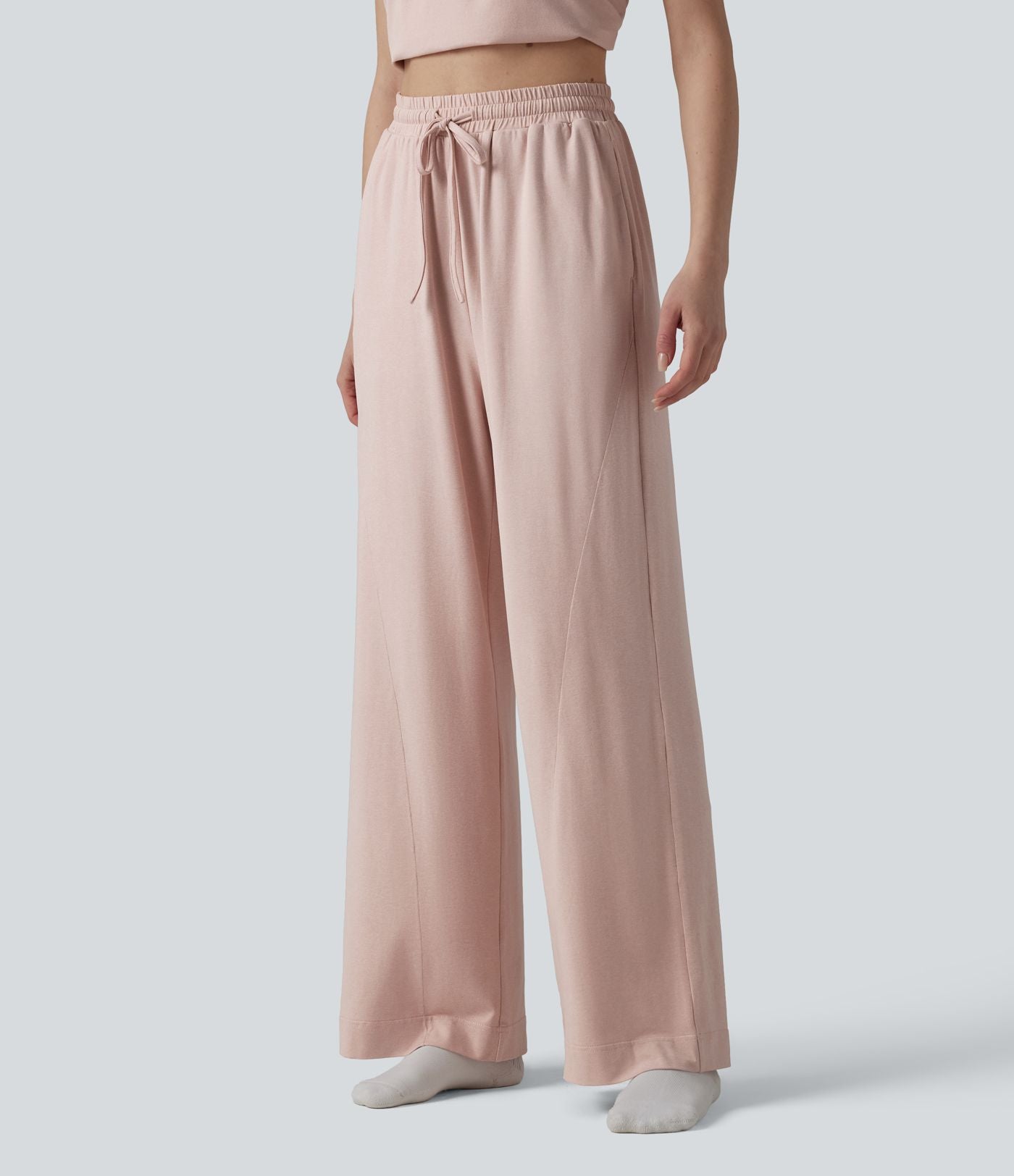 Pantalon de détente ample taille haute avec cordon de serrage et poches