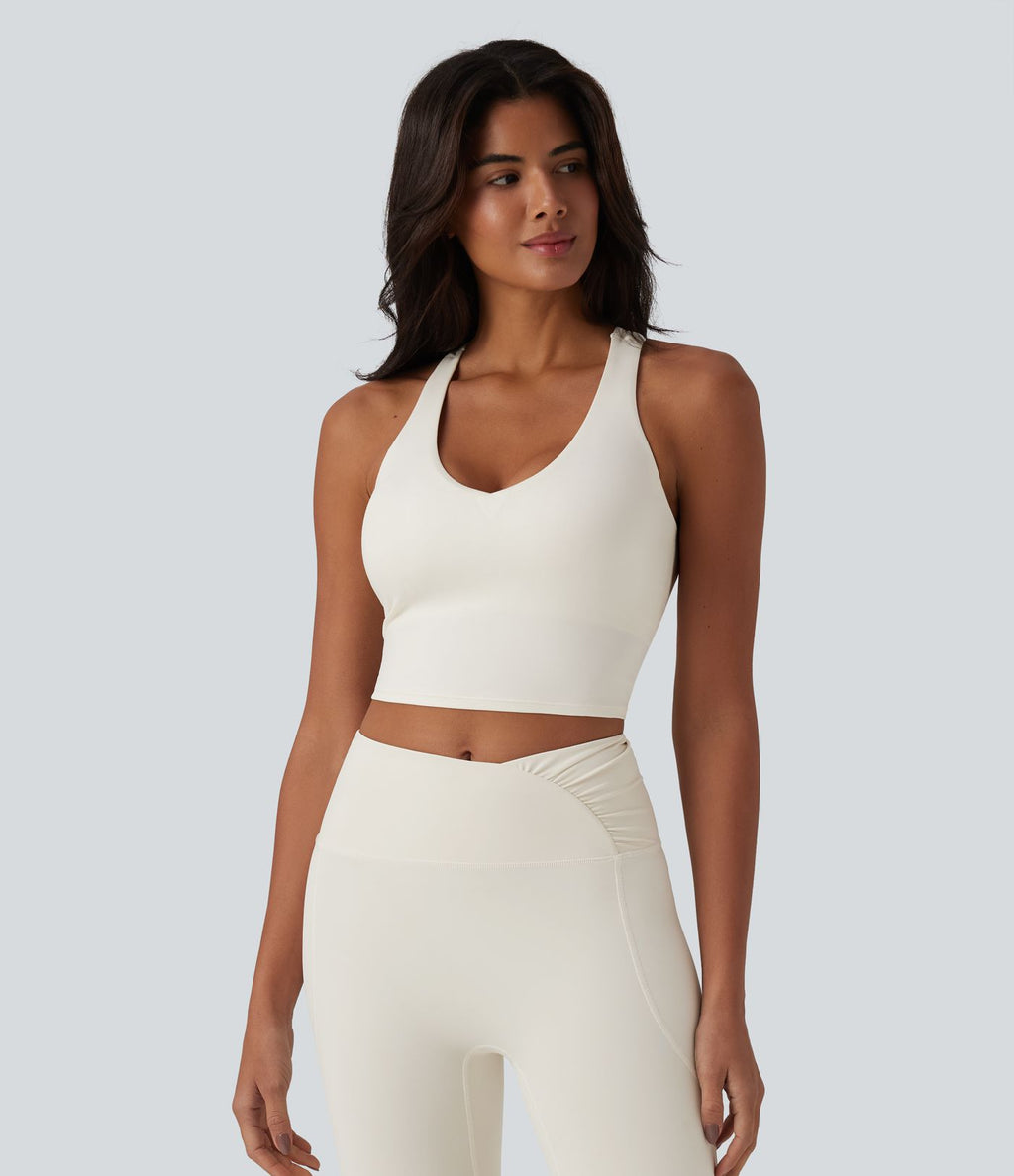 Haut de sport yoga court dos nageur