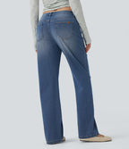 Jean décontracté Halara Flex™ taille basse coupe droite avec poches