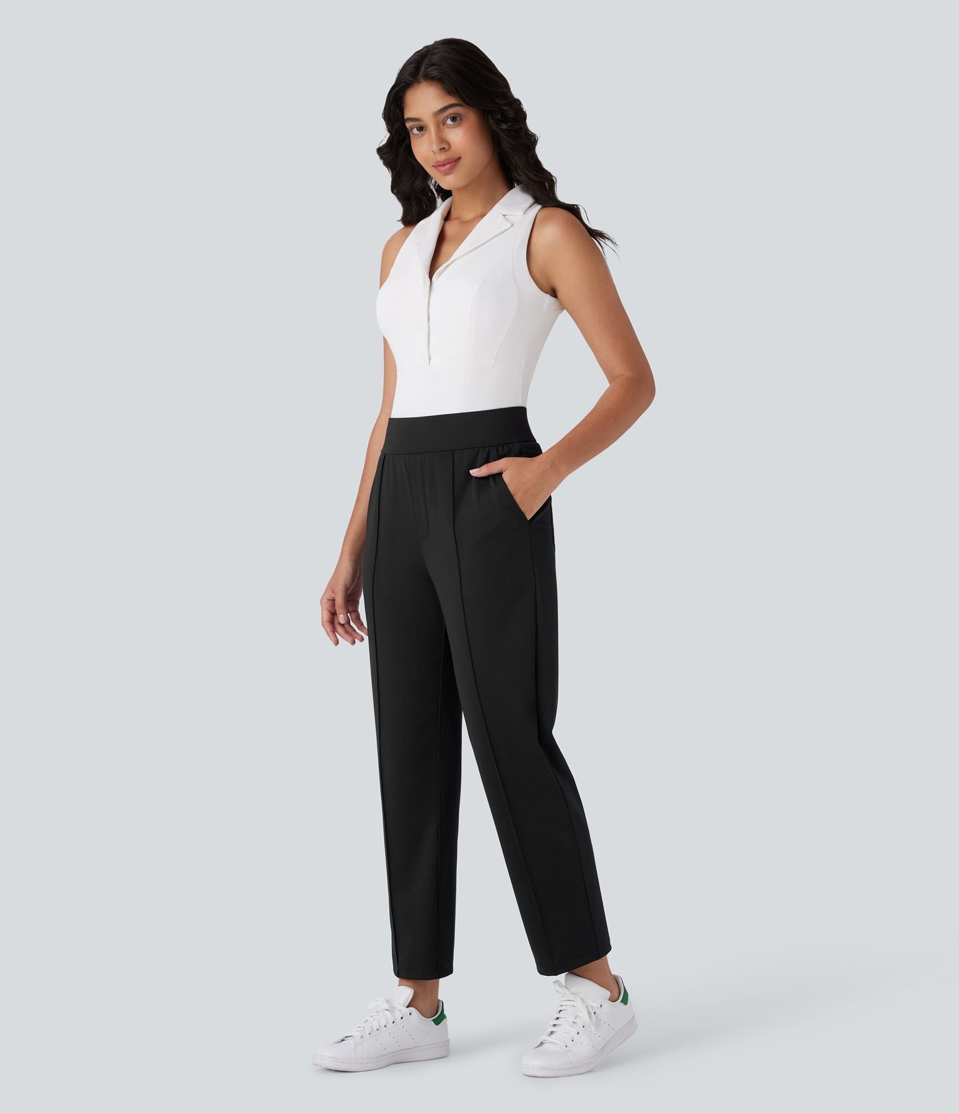Pantalon de golf séchage rapide, taille mi-haute, avec poches et poche tee, UPF40+