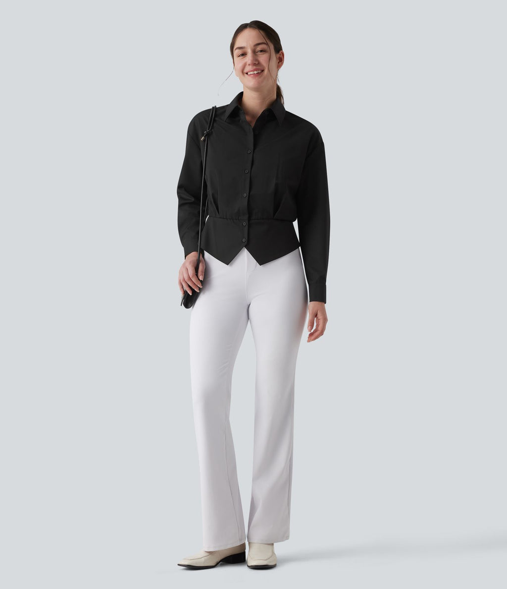 Chemise tailleur col manches longues taille cintrée ajustable