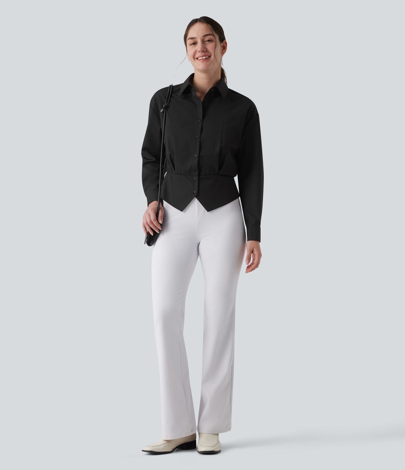 Chemise tailleur col manches longues taille cintrée ajustable