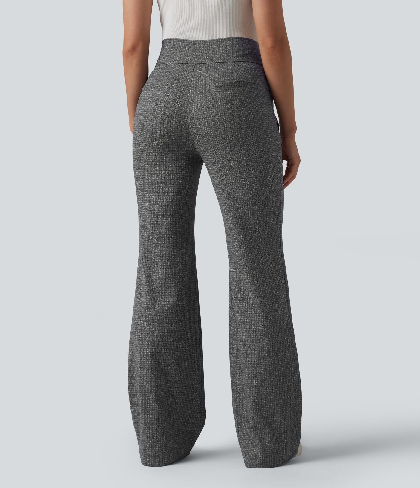 Halara Flex™ Pantalon tailleur évasé taille mi-haute à carreaux avec poches