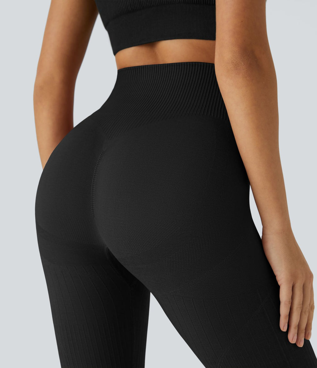 Legging d'entraînement gainant effet push-up taille haute côtelé doux sans couture OneForm Seamless Flow