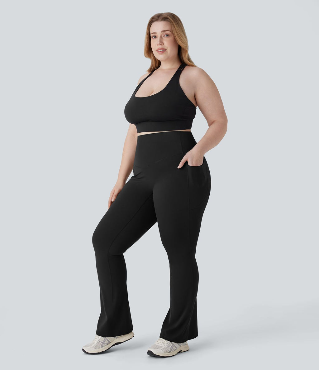 Pantalon de yoga à coupe bootcut gainant taille haute grande taille avec poches Halara UltraSculpt™