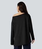 Sweat-shirt col bateau manches longues coupe décontractée