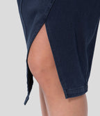 Halara Flex™ Jupe Midi Casual Taille Haute avec Ourlet Fendu en Denim Tricoté Élastique