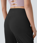 Pantalon de yoga droit en maille gaufrée, taille mi-haute, avec poche