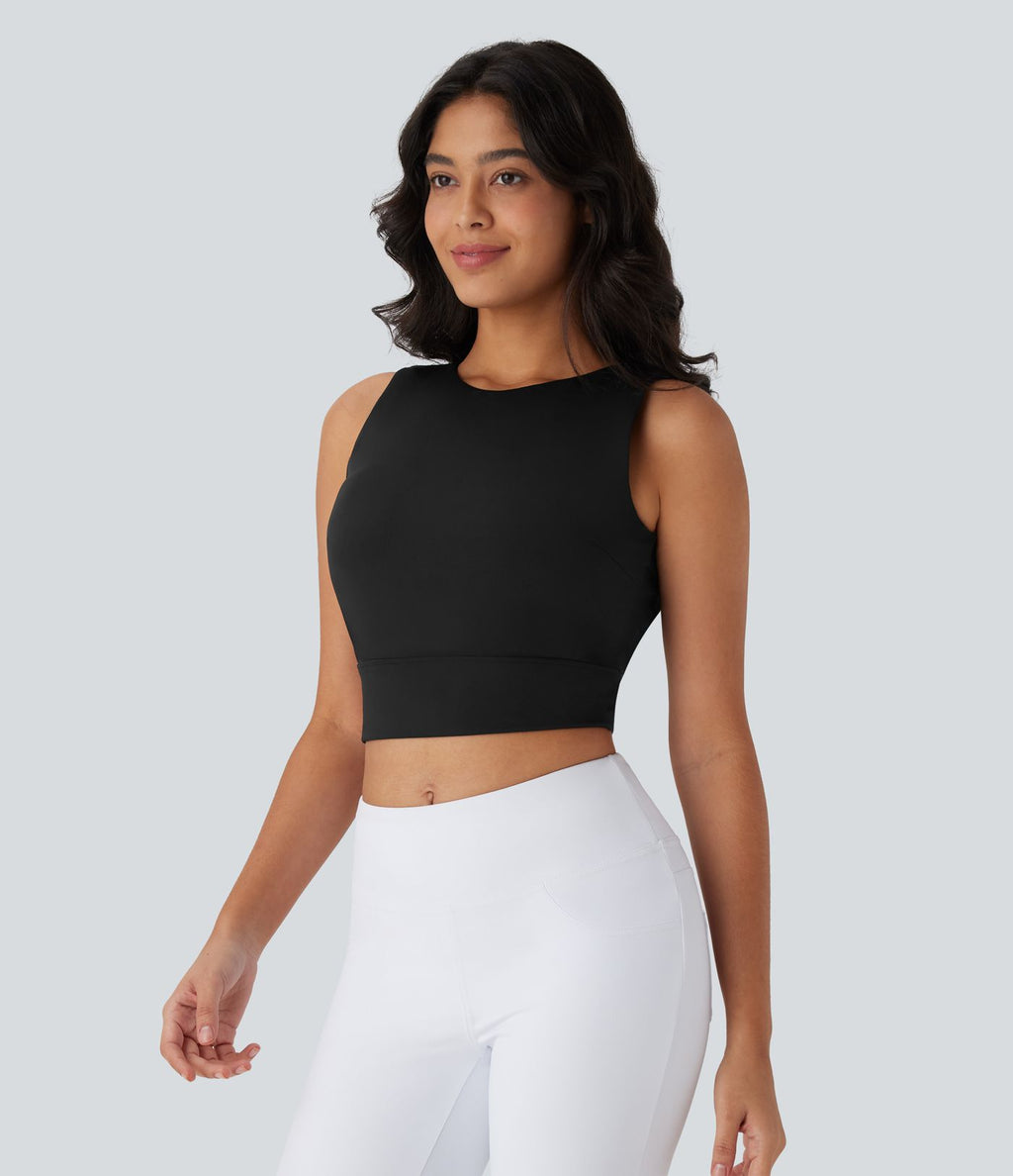 Débardeur décontracté court SoftlyZero™ Airy dos nu à col rond et effet frais InstantCool