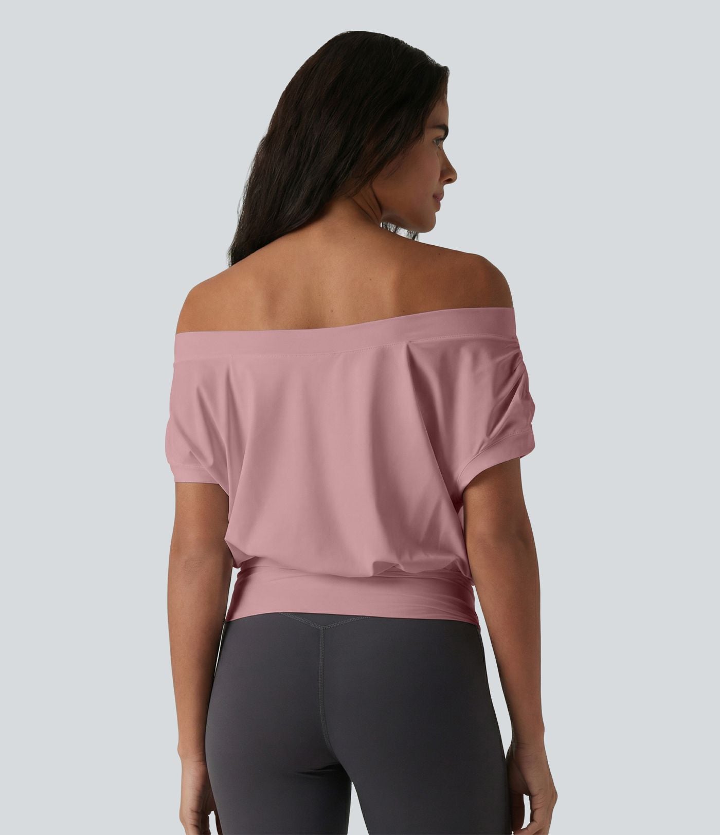 Haut de sport yoga épaules dénudées manches courtes oversize effet frais InstantCool séchage rapide