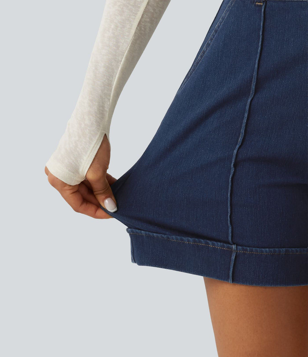 Short en jean casual taille haute Halara Flex™ 12,5 cm avec poches