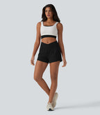 Short de yoga 2-en-1 SoftlyZero™ Airy croisé taille haute 7,5 cm effet frais InstantCool avec poches