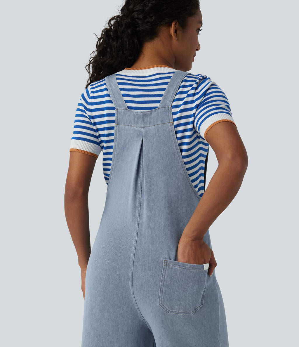Halara Flex™ Salopette en denim coupe large avec poches