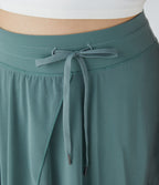 Jupe Taille Haute 2 En 1 En Maille Contrastée Avec Cordon De Serrage Et Poche Latérale Fluide Evasée Casual Grande Taille