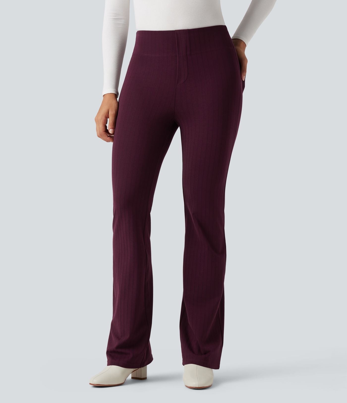 Halara Flex™ Pantalon tailleur évasé à rayures taille haute avec poches