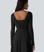 Robe midi SoftlyZero™ Airy 2-en-1 effet frais InstantCool à manches longues, coupe portefeuille et poches
