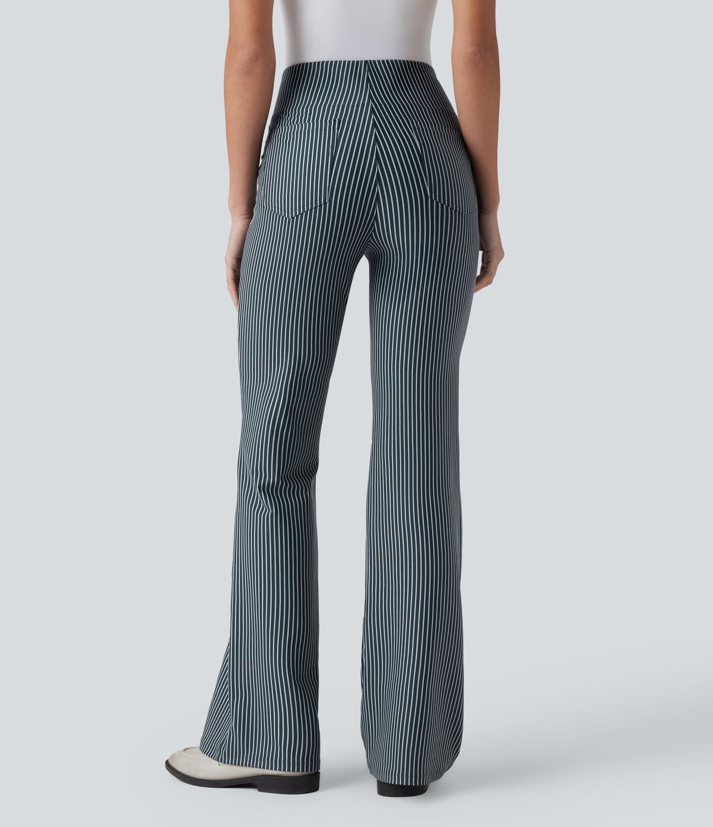 Pantalon de travail Halara Flex™ évasé à rayures, taille haute, avec poches