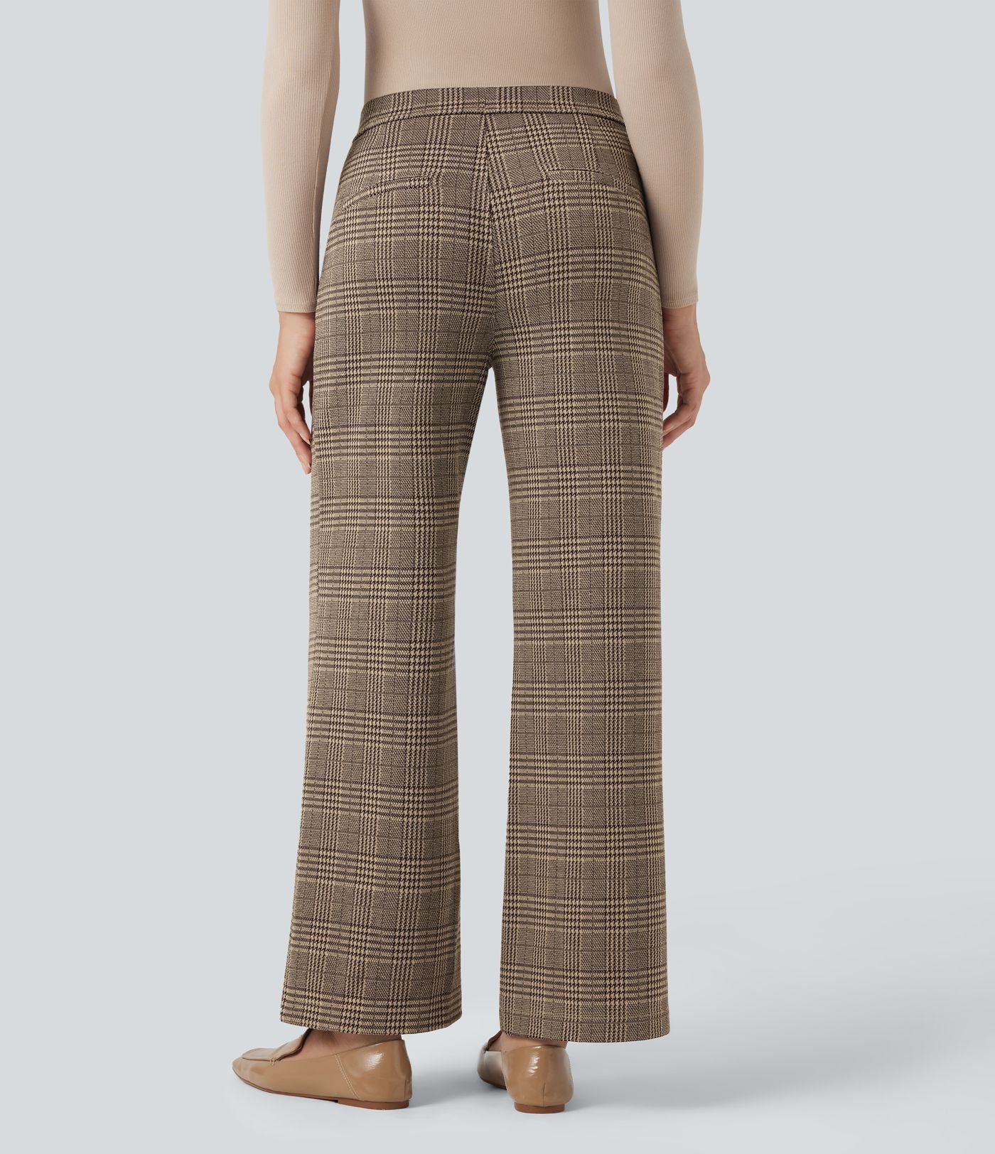 Pantalon tailleur droit Halara Flex™ taille haute pied-de-poule à carreaux avec poches