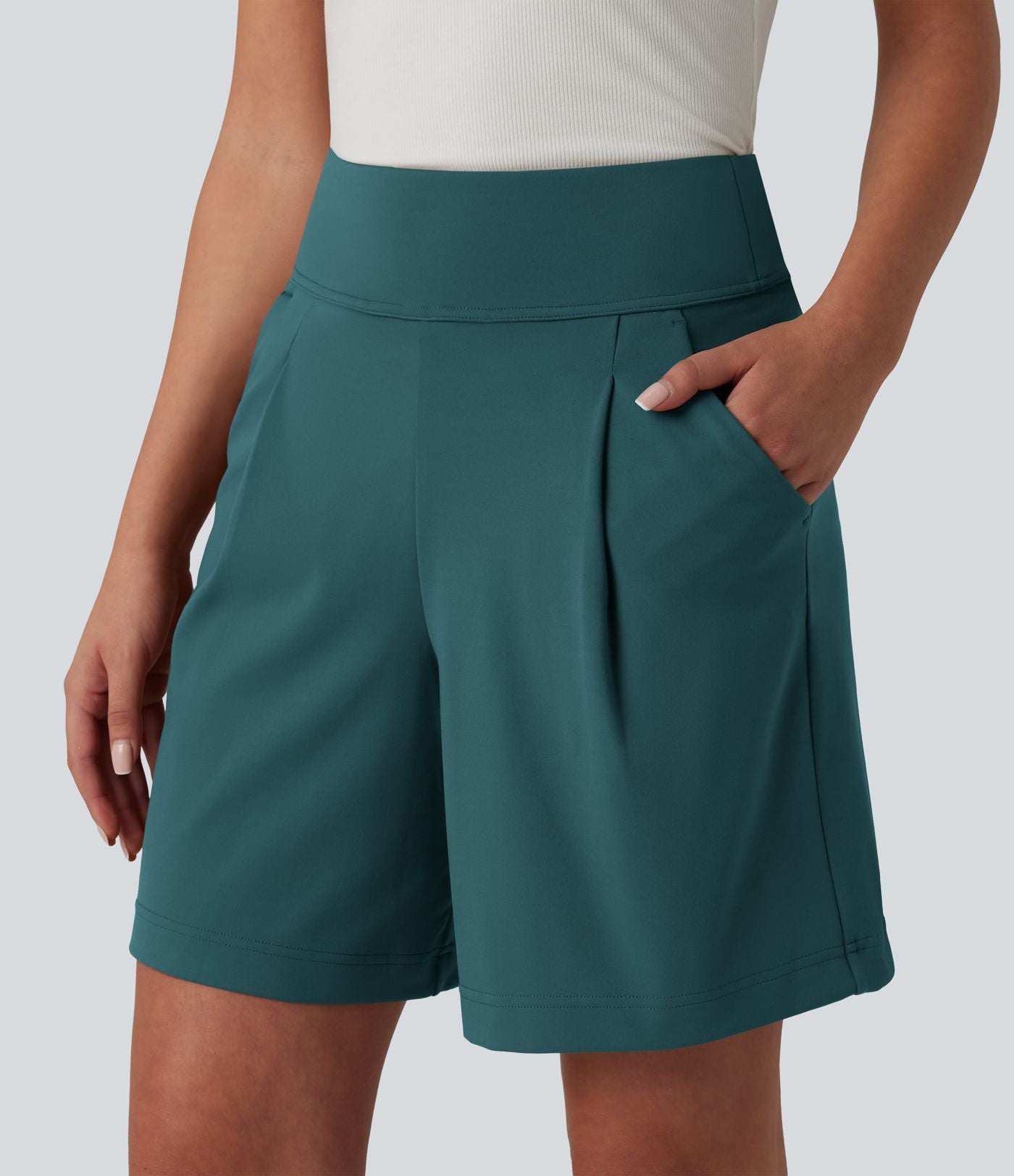Short tailleur ample DayStretch taille haute 17,5 cm avec poches