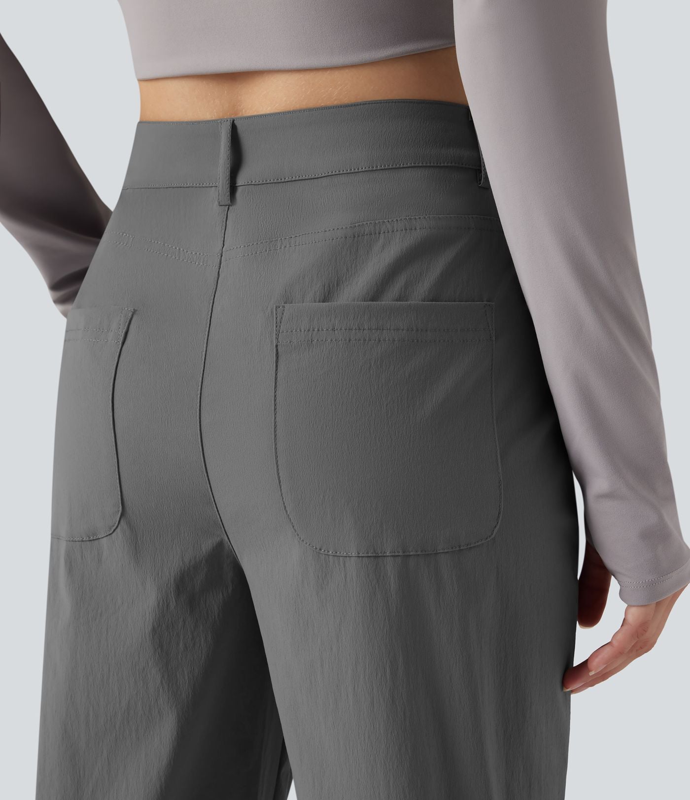 Pantalon de randonnée déperlant taille mi-haute coupe droite avec poches - longueur ajustable