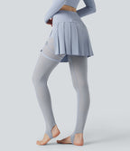 Legging à jupe étrier danse Breezeful™ 2-en-1 taille haute plissé résille contrastante séchage rapide avec poches