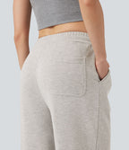 Pantalon jogging décontracté en coton taille mi-haute avec cordon et poches