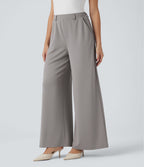 Pantalon tailleur Halara Flex™ palazzo crêpe jambe large taille haute avec poches