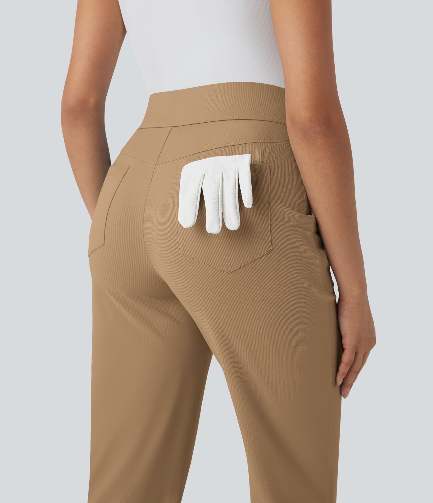 Pantalon de golf séchage rapide, taille mi-haute, avec poches et poche tee, UPF40+