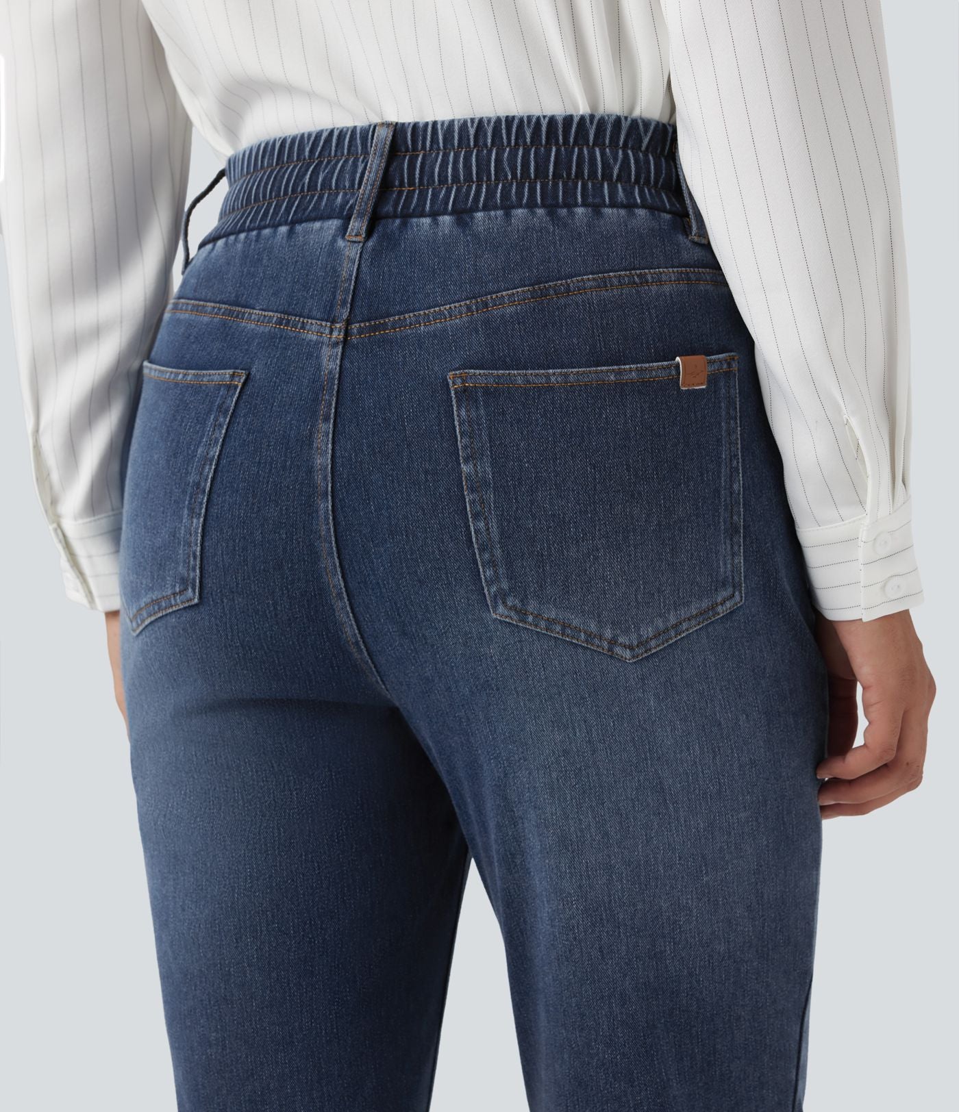 Jean décontracté slim Halara Flex™ taille haute avec cordon de serrage, ourlet retroussé et poches