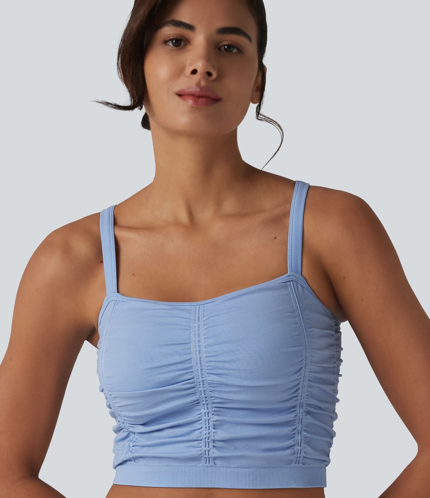 OneForm Seamless Flow Caraco de yoga crop froncé à dos croisé avec brassière intégrée sans couture