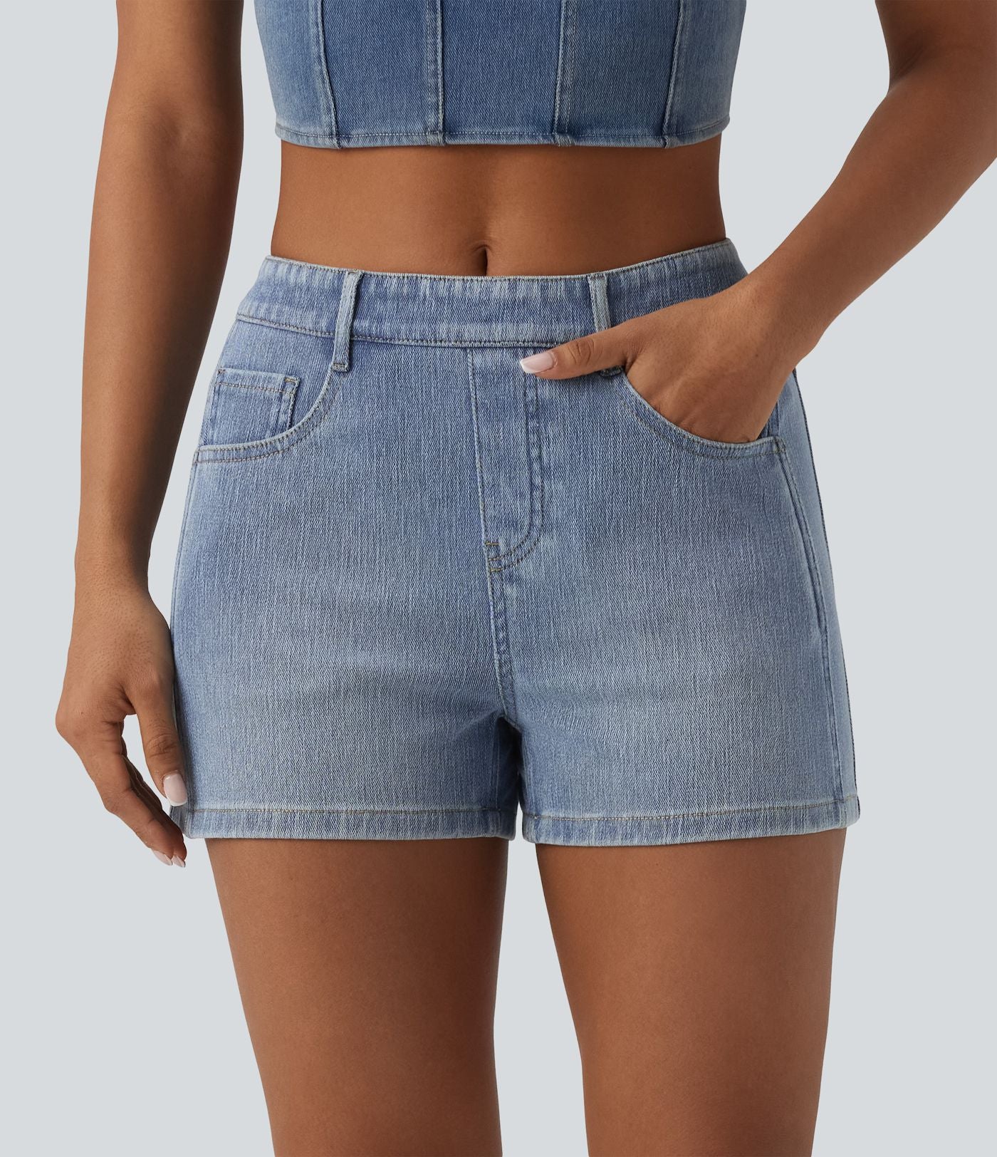 Short tailleur Halara Flex™ denim casual taille mi-haute 7,5 cm avec poches