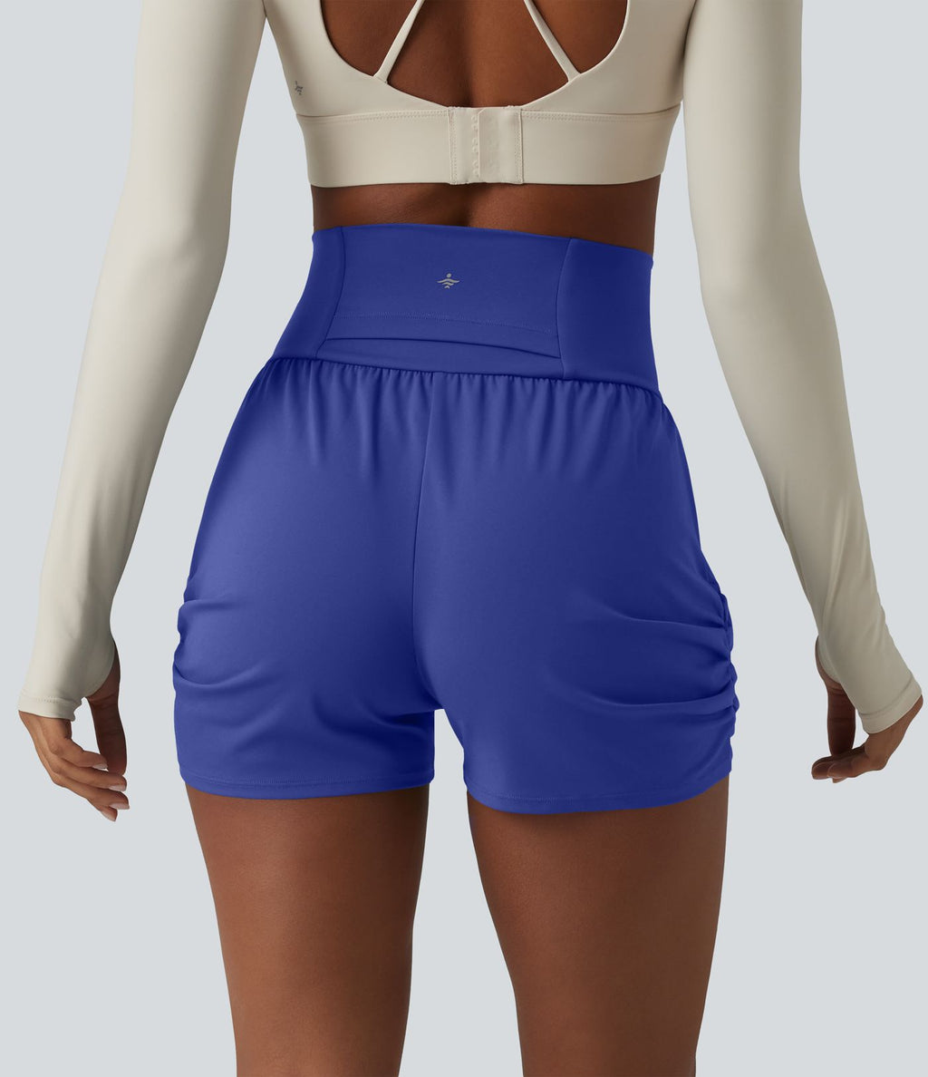 Short de yoga SoftlyZero™ Airy taille haute froncé effet frais InstantCool 7,5 cm avec poches