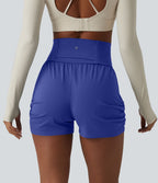 Short de yoga SoftlyZero™ Airy taille haute froncé effet frais InstantCool 7,5 cm avec poches