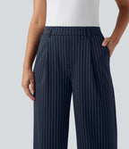 Pantalon Halara Flex™ tailleur droit taille haute rayé effet frais InstantCool avec poches